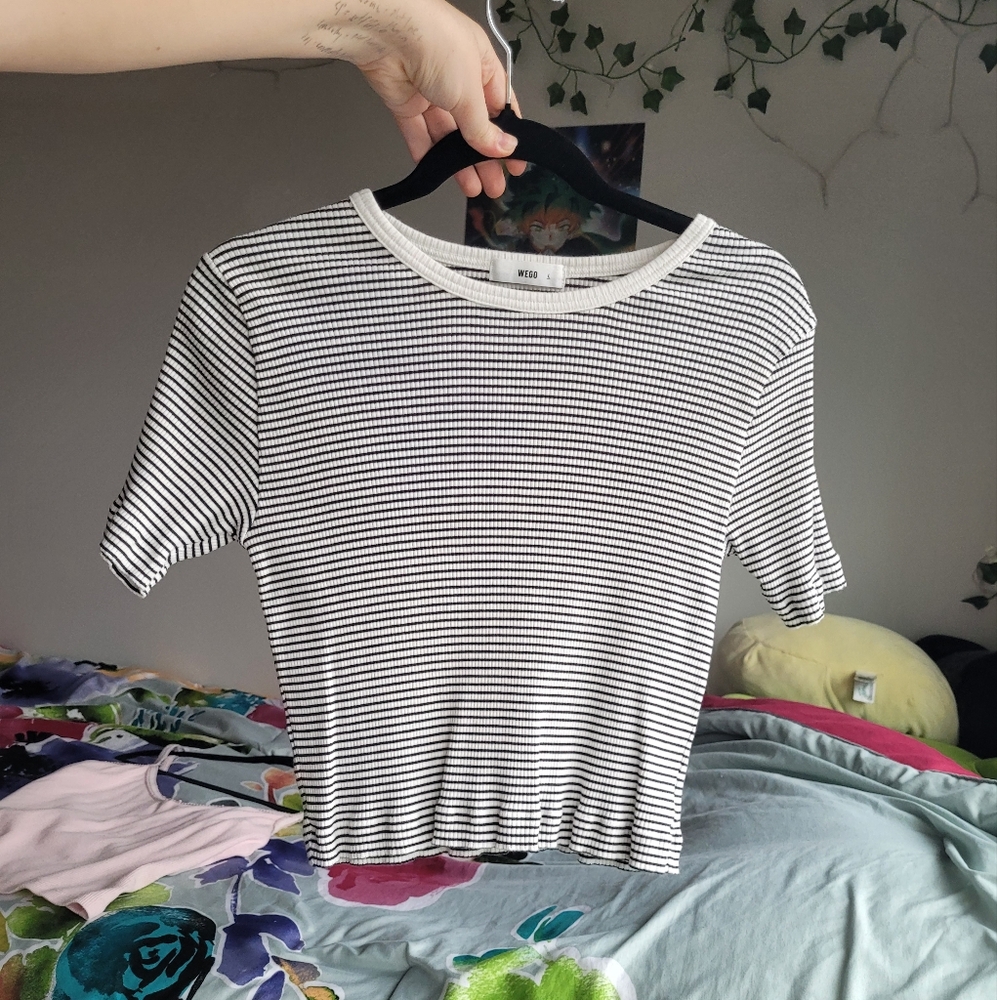 Black and White Striped Women's Top